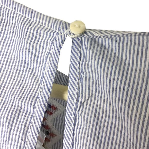 ZARA Blue & White Striped Floral Embroidered Dress - Picture 11 of 14